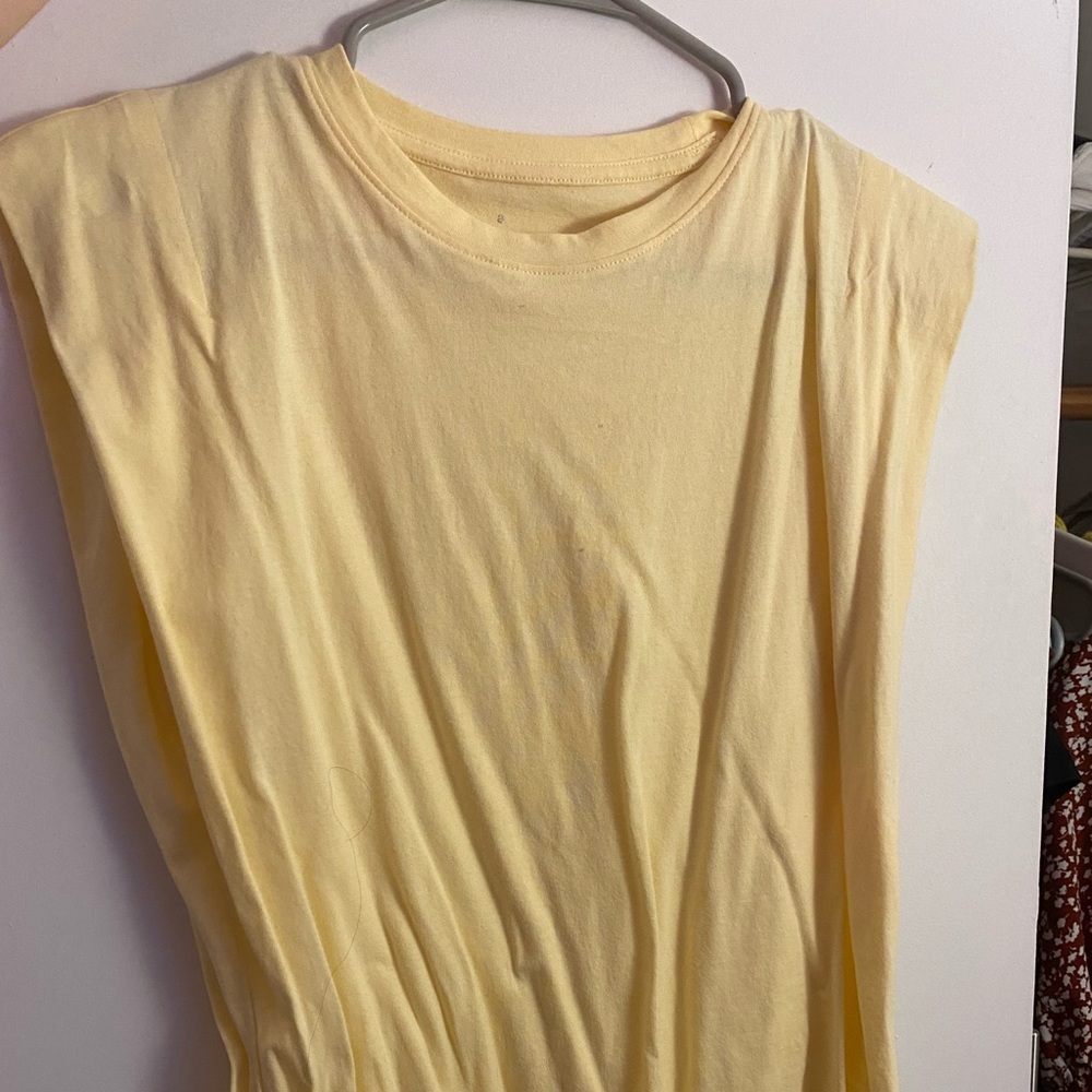 Yellow shoulder pad tank top